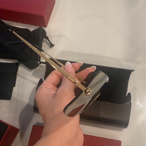 Cartier Black Leather Eyewear Case with Red Signature Boxes - Picture 3 of 4